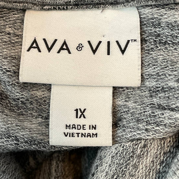 Ava & Viv Heather Gray Cowl Neck Athletic Realaxed Fit Winter Sweater 1X - Picture 6 of 7